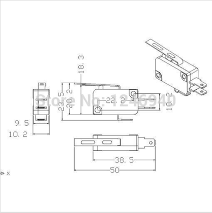 100pcs free shipping Boat-shaped Three Terminal Microswitch(with lever) arcade game machine parts