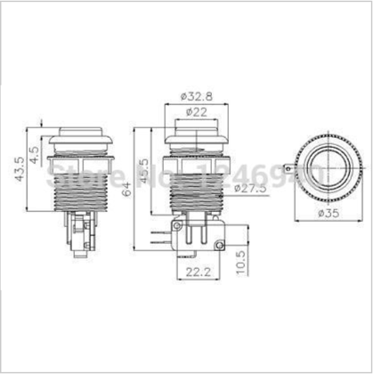 30 Pcs28mm Mounting Hole American Push Button 6 Colour Available-Game Machine Accessory/Arcade game machine Parts / Arcade parts